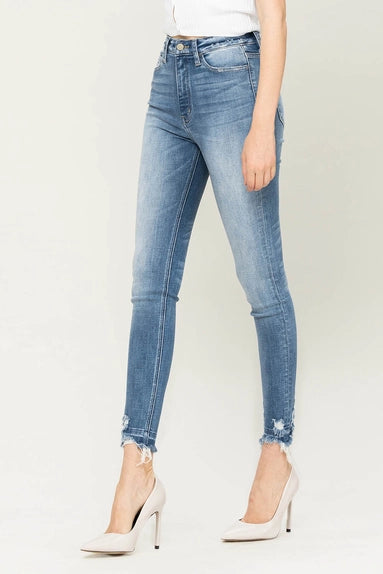 Flying Monkey- High Rise Released Distressed Fray Hem Skinny
