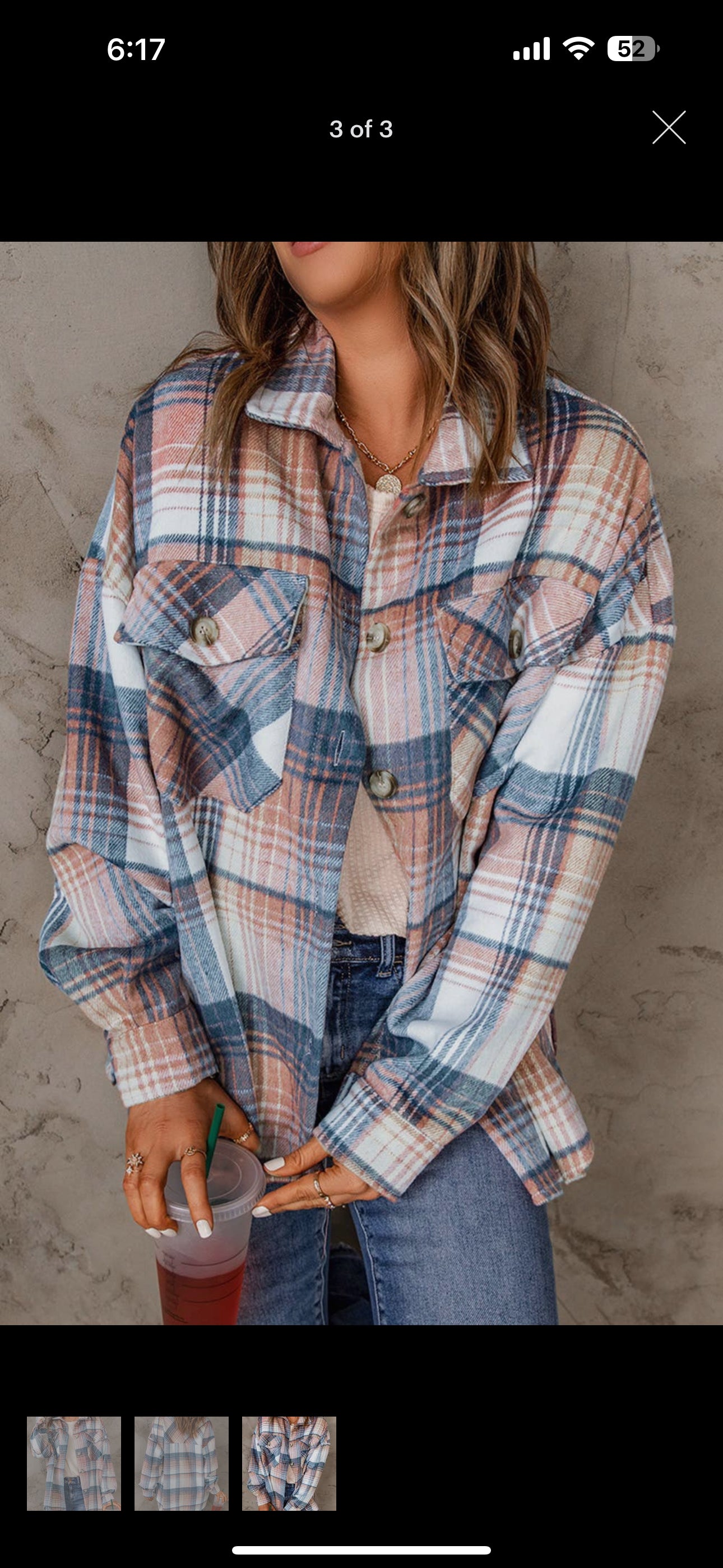 Pink Plaid Flap Pockets Shacket