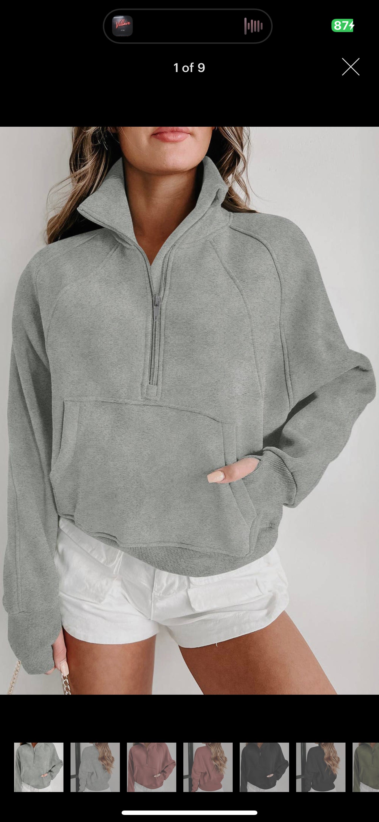 Pocketed Quarter Zip Pullover Sweatshirt