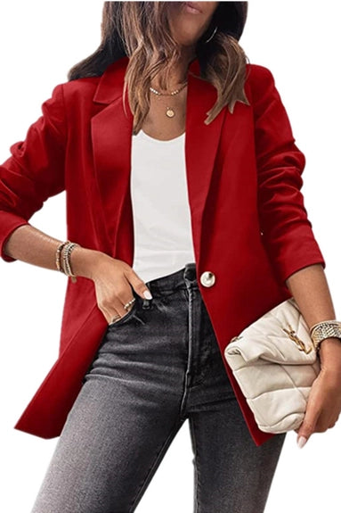 Blazer Women Open Front One Button Casual