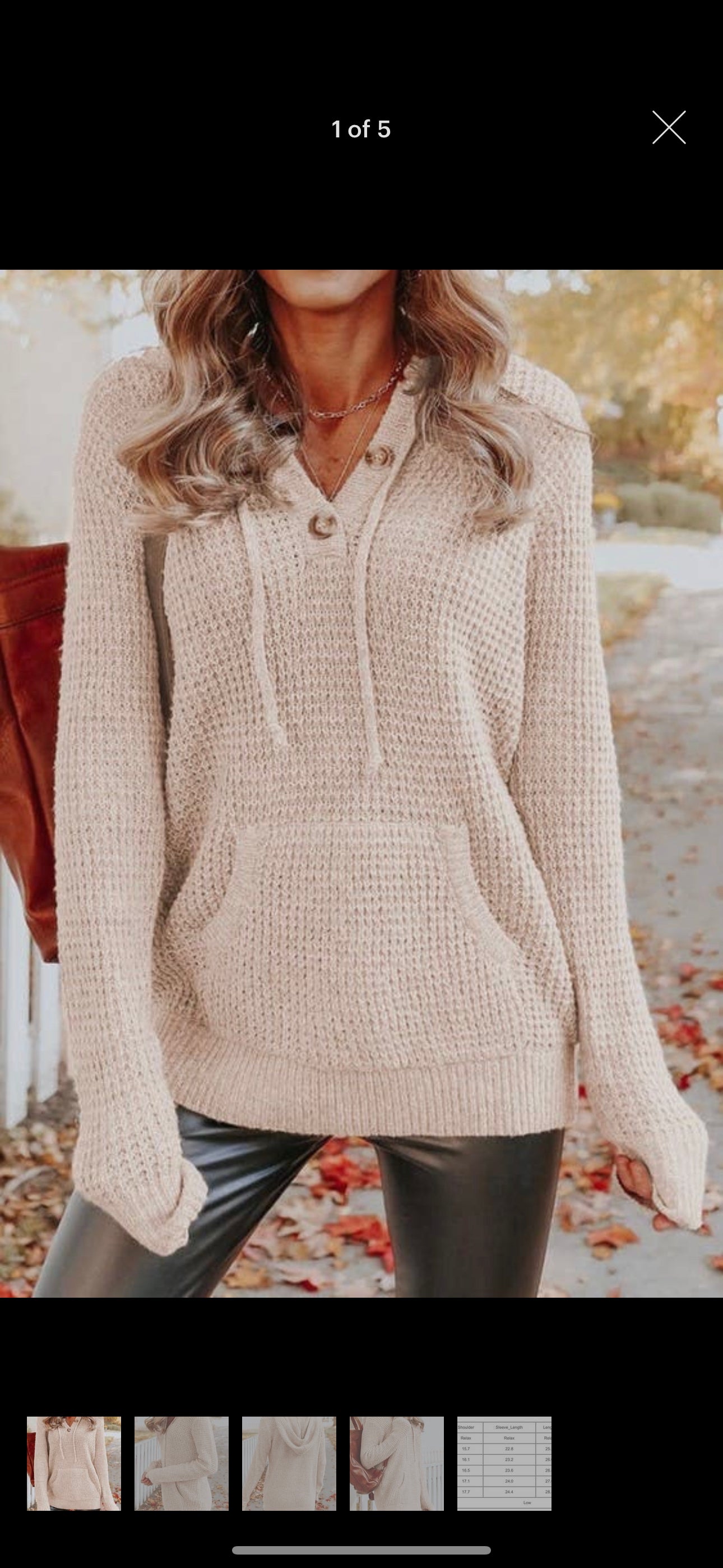 Waffle Buttoned Pocket Hoodie Sweater- Apricot