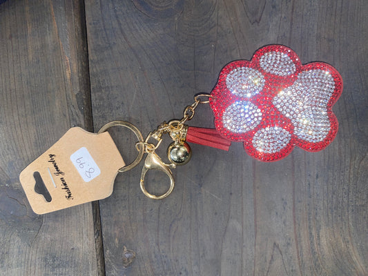 Rhinestone Pawprint Keychain